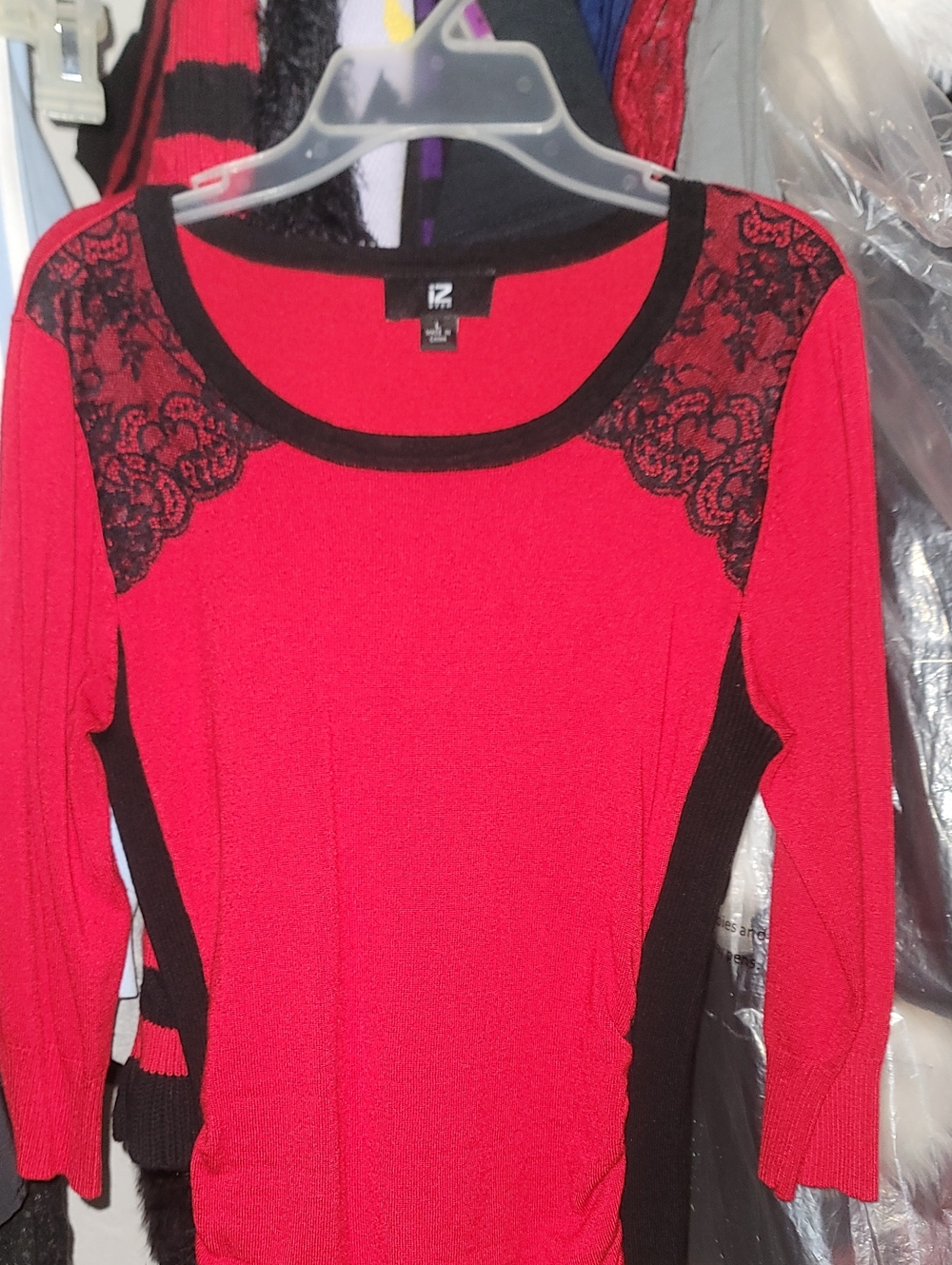 Red and Black Lace Runched